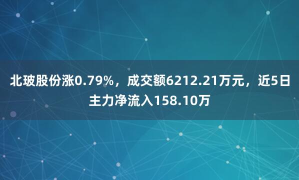 北玻股份漲0.79%，成交額6212.21萬元，近5日主力凈流入158.10萬