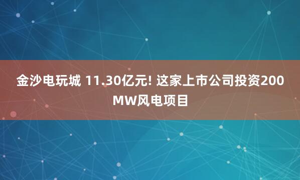 金沙電玩城 11.30億元! 這家上市公司投資200MW風(fēng)電項(xiàng)目
