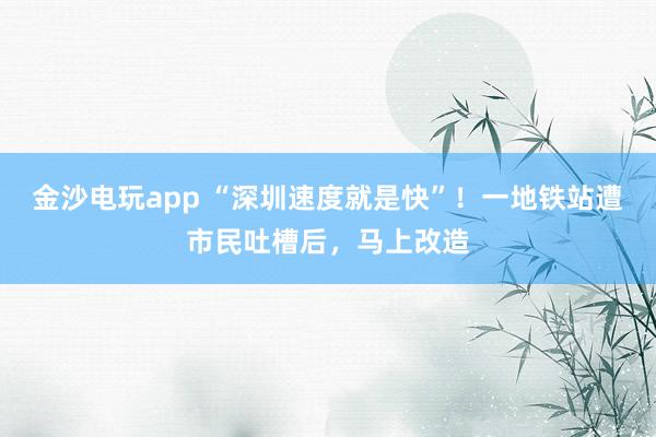 金沙電玩app “深圳速度就是快”！一地鐵站遭市民吐槽后，馬上改造